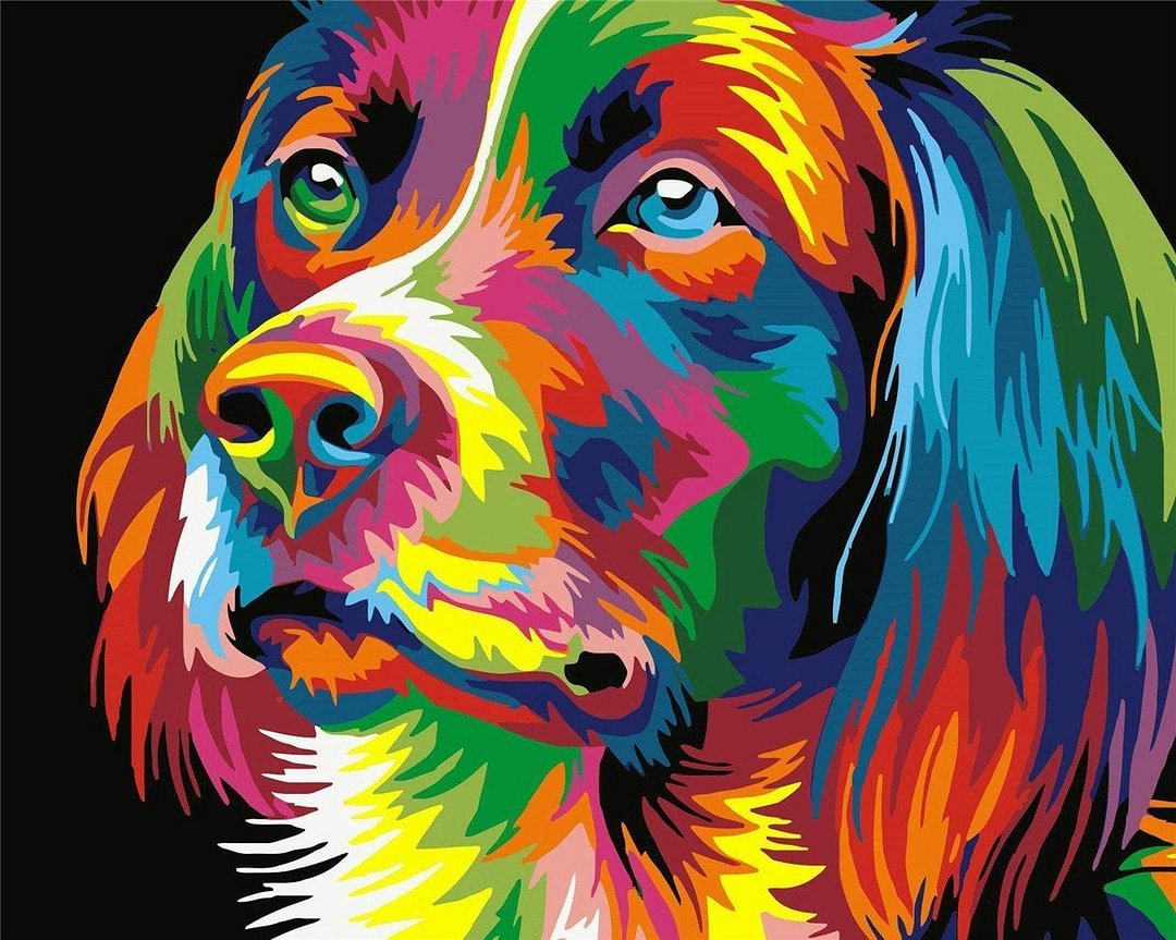Animal Dog Paint By Numbers Kits UK For Kids HQD1249