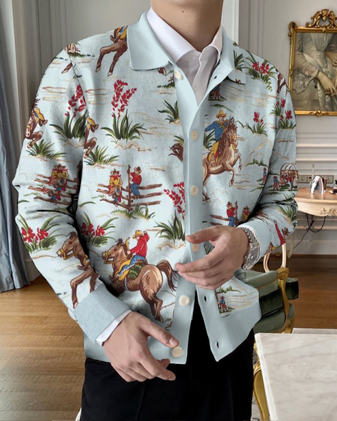 Men's Lapel Knitted Sweater Cardigan 4d22