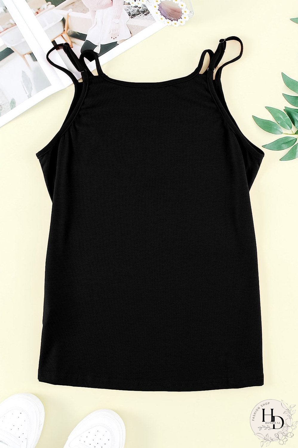 Black Lace-Up Hollow-out Tank Top