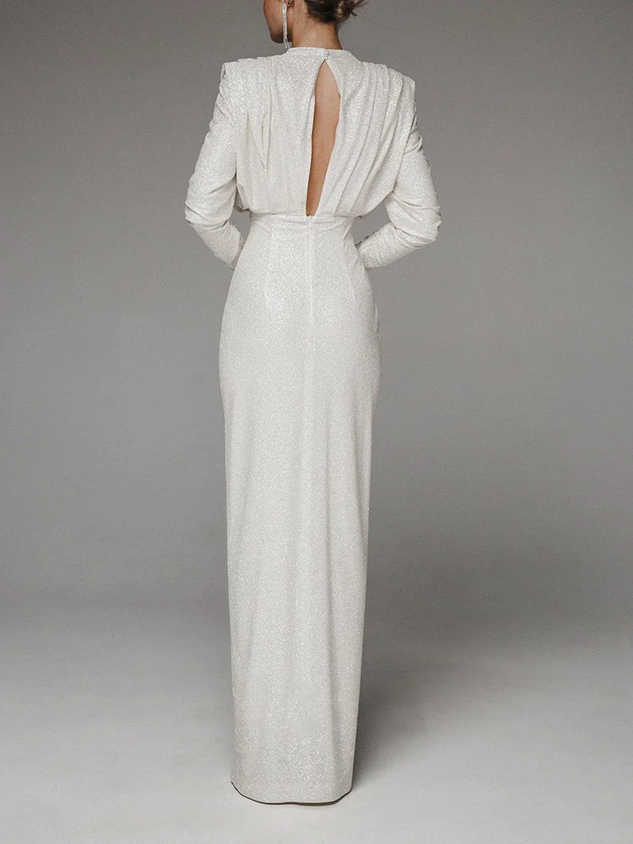 Shiny and elegant slim dress with slits