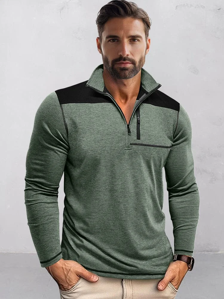 Casual Textured Color Block Polo Shirt QueenFunky