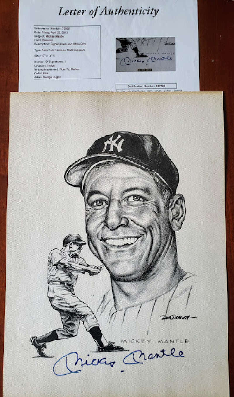 Mickey Mantle JSA Coa Autograph Hand Signed 14x10 Photo Poster painting