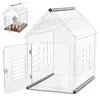 [US Local Warehouse] Acrylic Dog House Lockable Ventilated Modern Dogs Crate Clear Dog Playpen for Small and Medium Dogs Pets 24.02x15.75x23.62inch