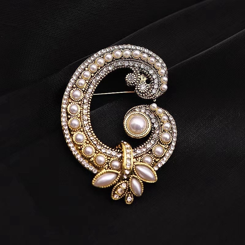 Luxurious Pin Geometric Alloy Inlay Artificial Pearls Rhinestones Women’S Brooches
