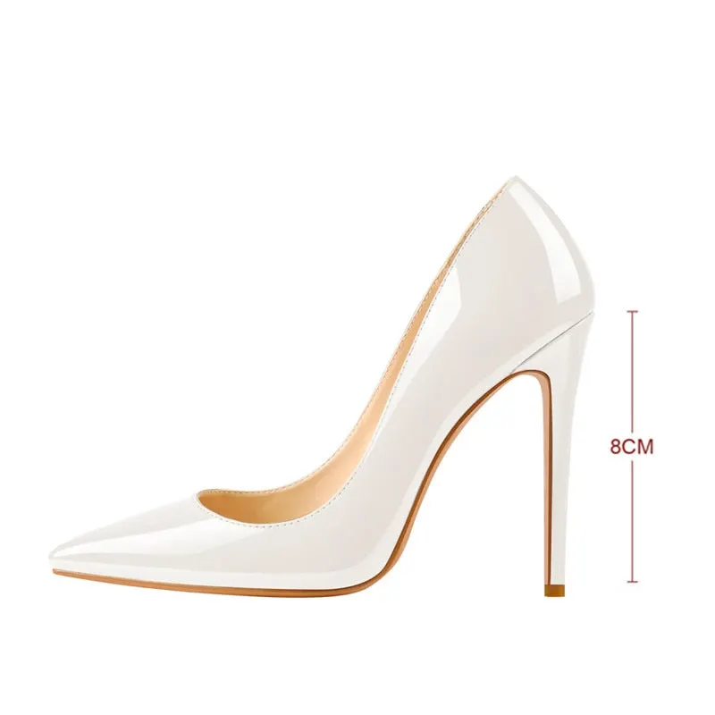 Onlymaker Women's Pointed Toe 8CM High Heel Slip On Stiletto Pumps Large Size Red Black White Pink Basic Chic Shoes