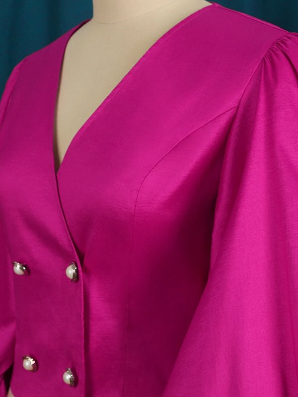 Fuchsia Silk & Cotton Puffed Top