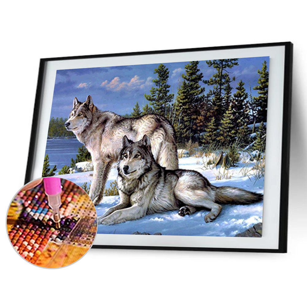 

(Multi-Size) Wolf - Round/Square Drill Diamond Painting - 40*30CM, Round diamond 30*40cm, 501 Original