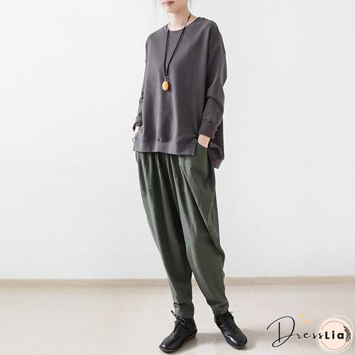 Grey cotton sweat shirt womens cotton top