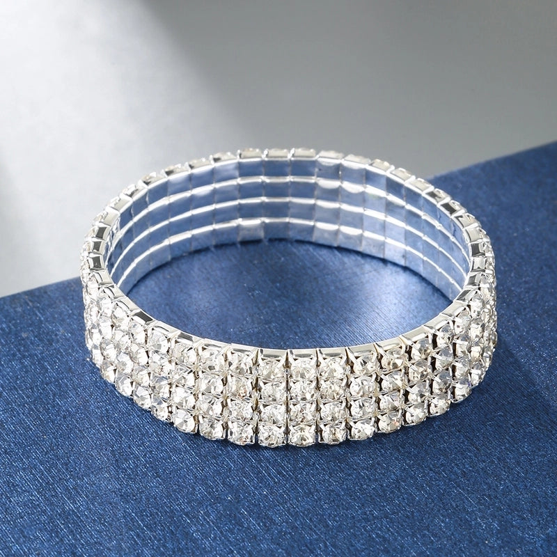 Minimalist Solid Color Copper Inlay Rhinestones Chakra Bracelet