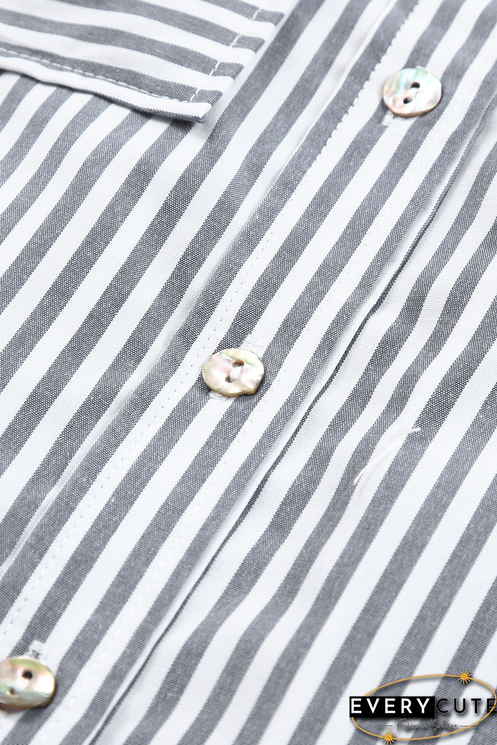 Striped Pocketed Buttons Long Sleeve Shirt