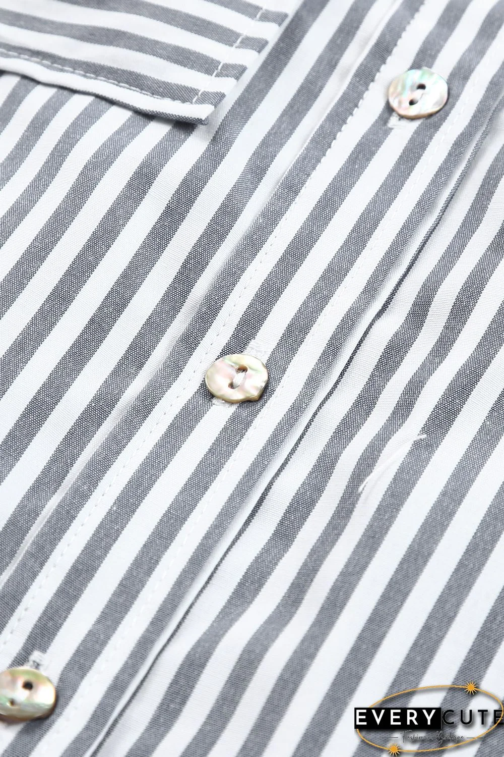 Striped Pocketed Buttons Long Sleeve Shirt