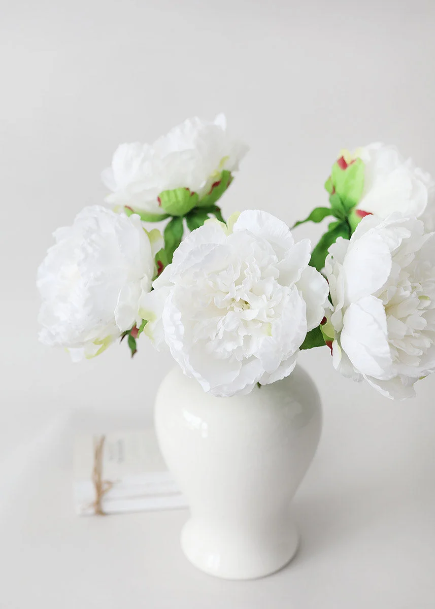 Natural Touch Peony in Cream White - 30"