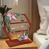 DIY Wooden Purple Flowers Diamond Painting Jewelry Holder Organizer 3-Tier Diamond Art Ring Jewelry Display Stand Ideal Gifts for Women and Girls