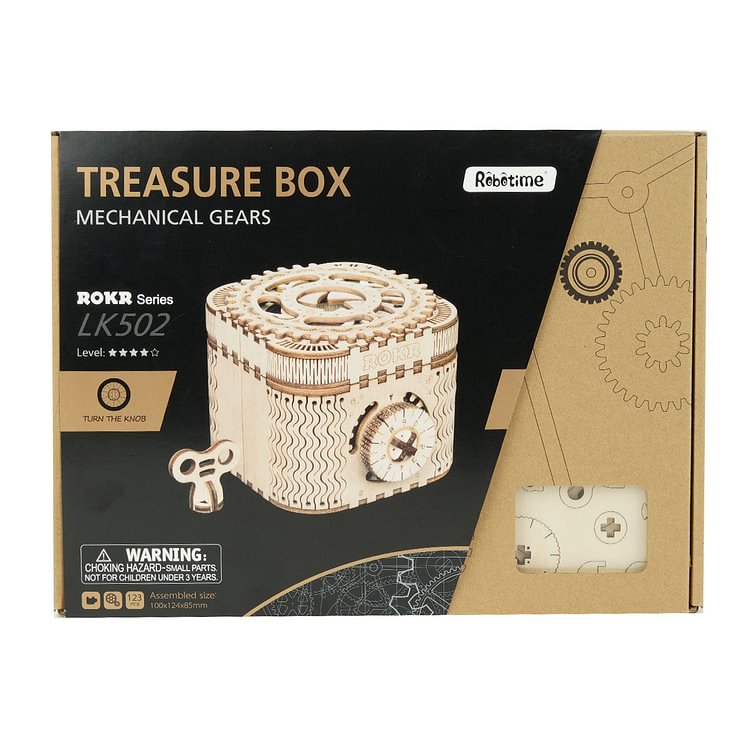 Robotime Creative 3d DIY Treasure Box Mechanical Wooden Box Assembly Puzzle Gift 