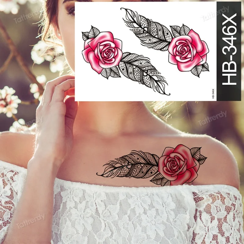 Waterproof Temporary Tattoo Sticker Butterfly Flower Wing Fake Tatto Big Tatoo Tatouage Temporaire Back Chest For Women Girl