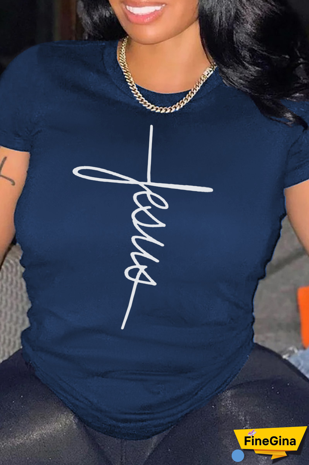 Black Casual Street Print Patchwork O Neck T-Shirts