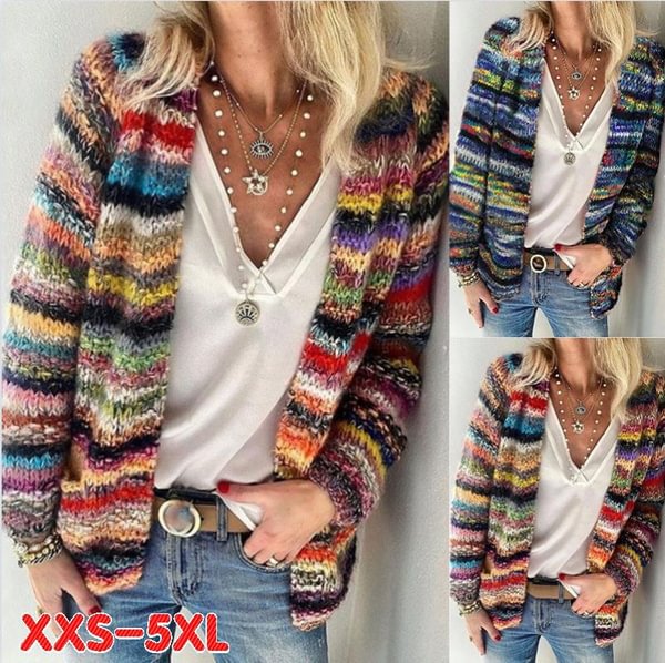 Autumn and Winter Women's Fashion Casual Pocket Knitted Long Sleeve Sweater Cardigan Coats Plus Size XXS-5XL - Shop Trendy Women's Fashion | TeeYours