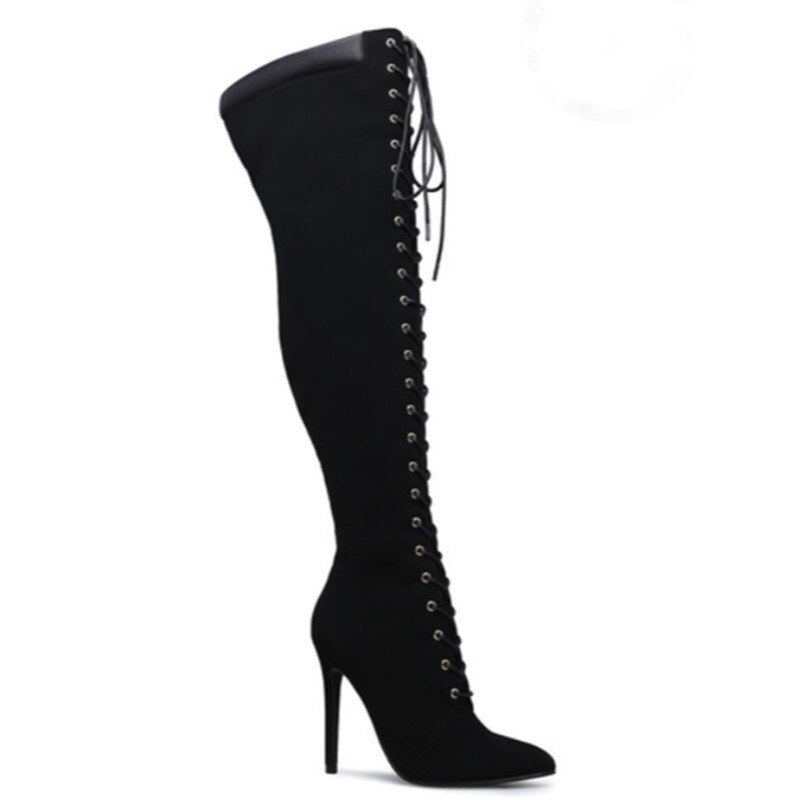 GOOSHOE Over Knee Boots Women Pointed Toe Knight Boots Stiletto High Heels Long Boots