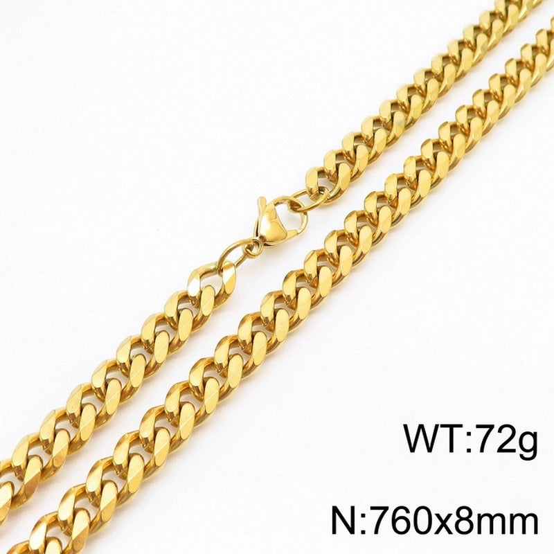 Hiphop Hip Hop Men & Women Trendy Stainless Steel Six-Sided Grinding Necklace