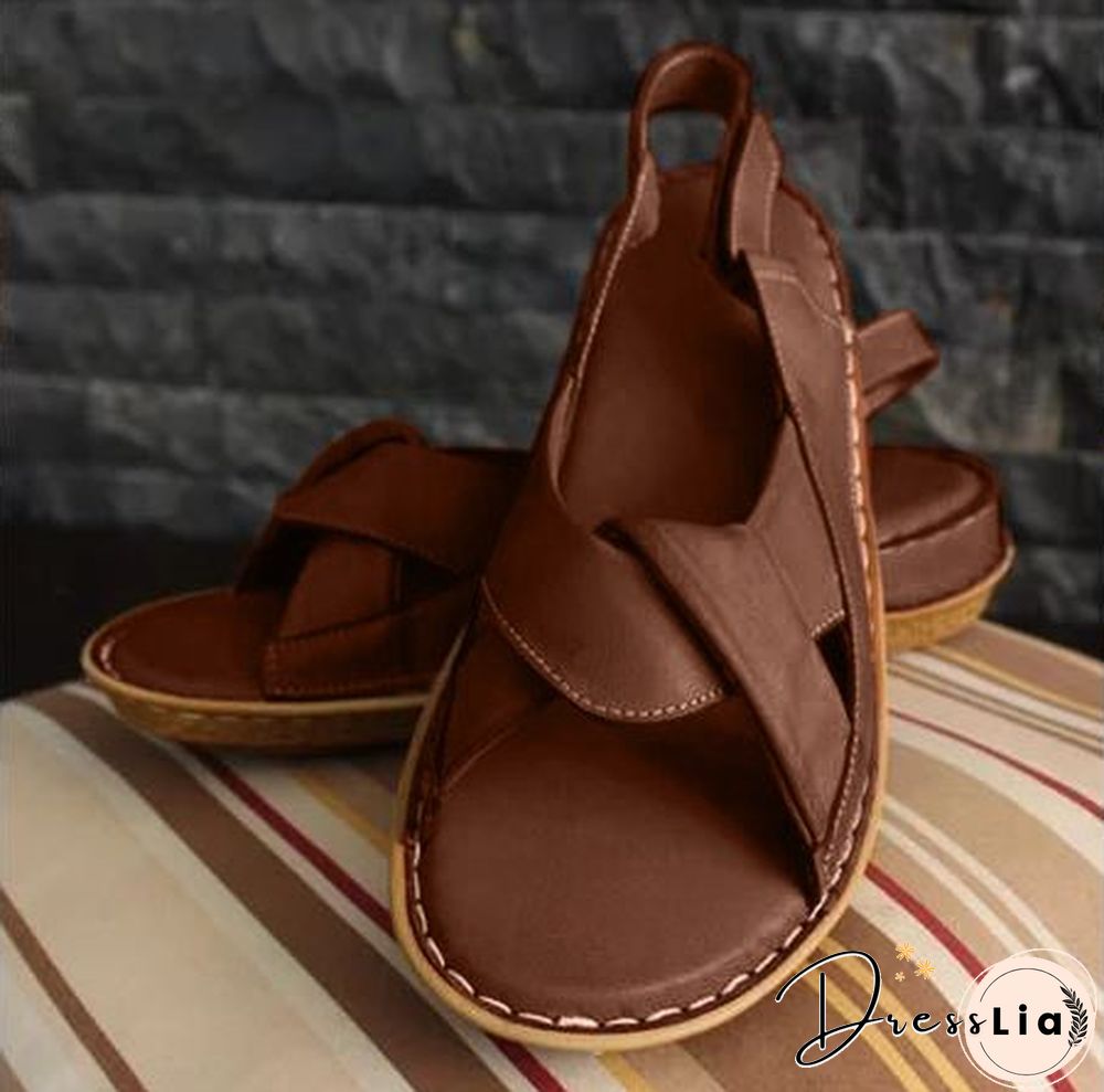 Women Leather Ethnic Summer Comfy Weave Soft Sole Sandals