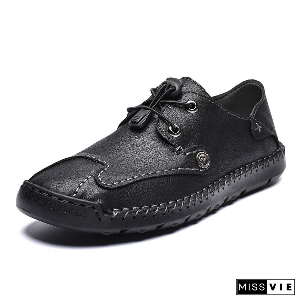 Men's Spring / Fall Casual Daily Outdoor Oxfords Walking Shoes Faux Leather Handmade Wear Proof Light Yellow / Black / Beige