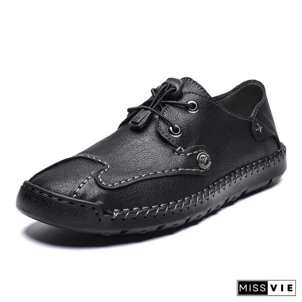 Men's Spring / Fall Casual Daily Outdoor Oxfords Walking Shoes Faux Leather Handmade Wear Proof Light Yellow / Black / Beige