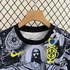 2024 Brazil Special Edition Jesus Black Gray Soccer Jersey Kids Size