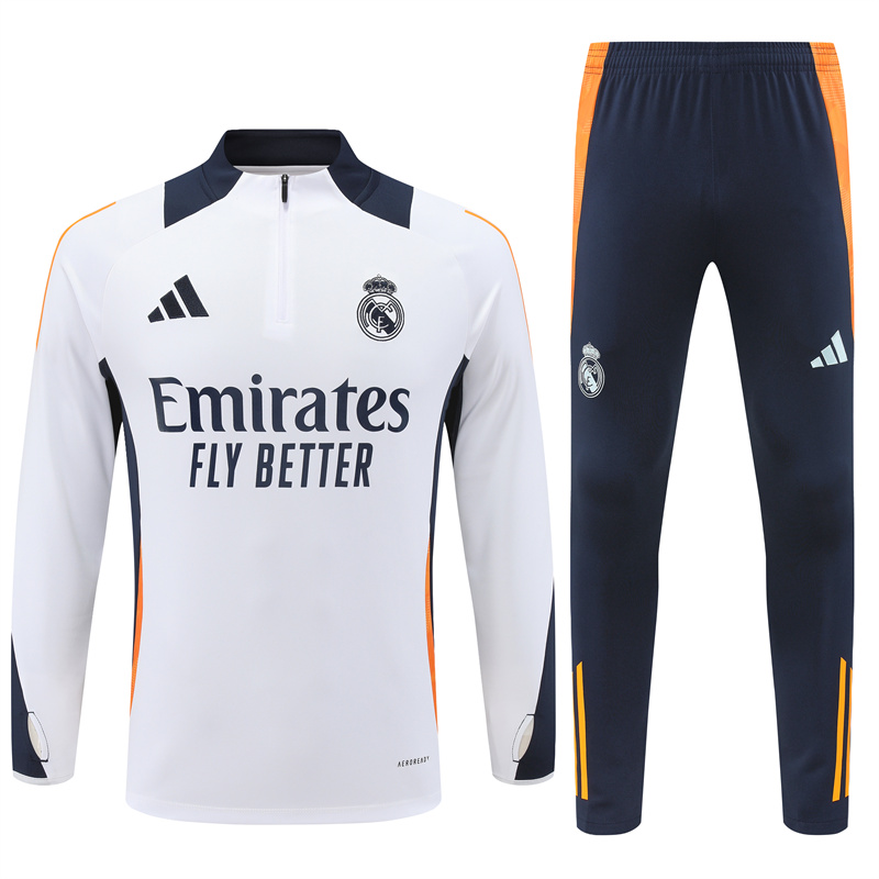 Real Madrid 24-25 Long Sleeve Training Set - White