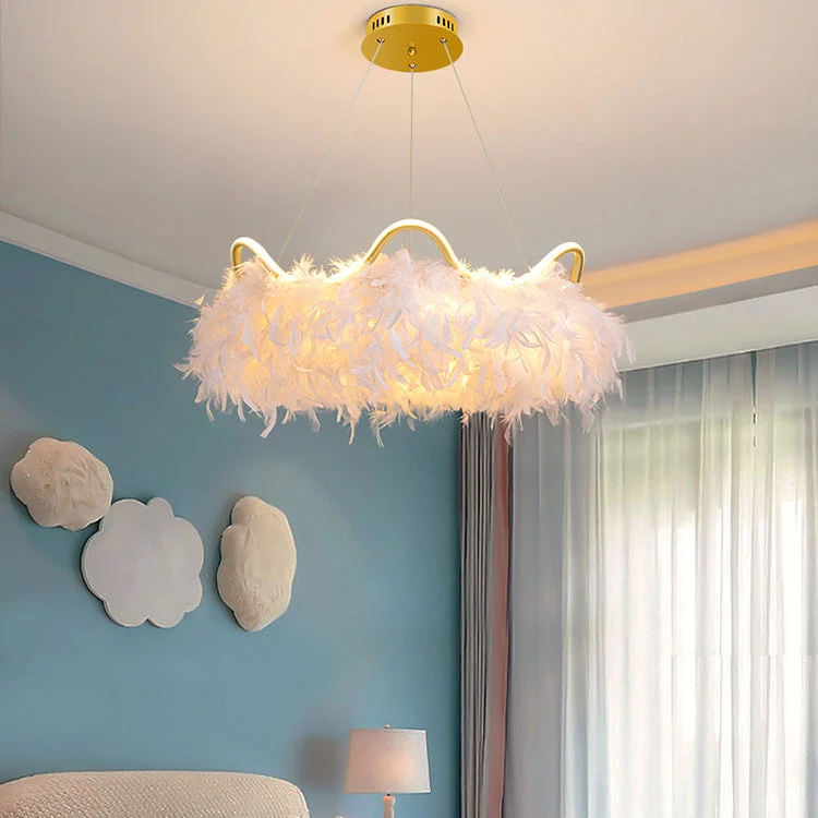 Warm Romantic Creative Crown Feather Lamp