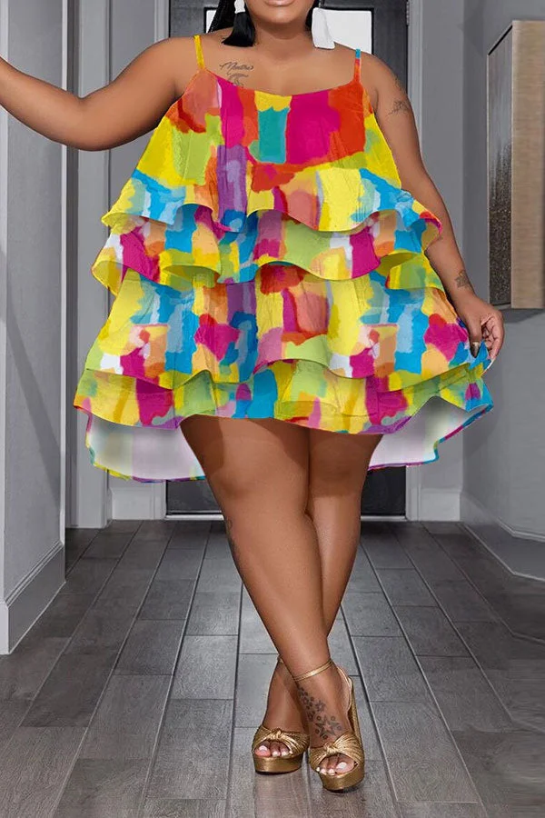 Color Block Cute Layered Mini Dress