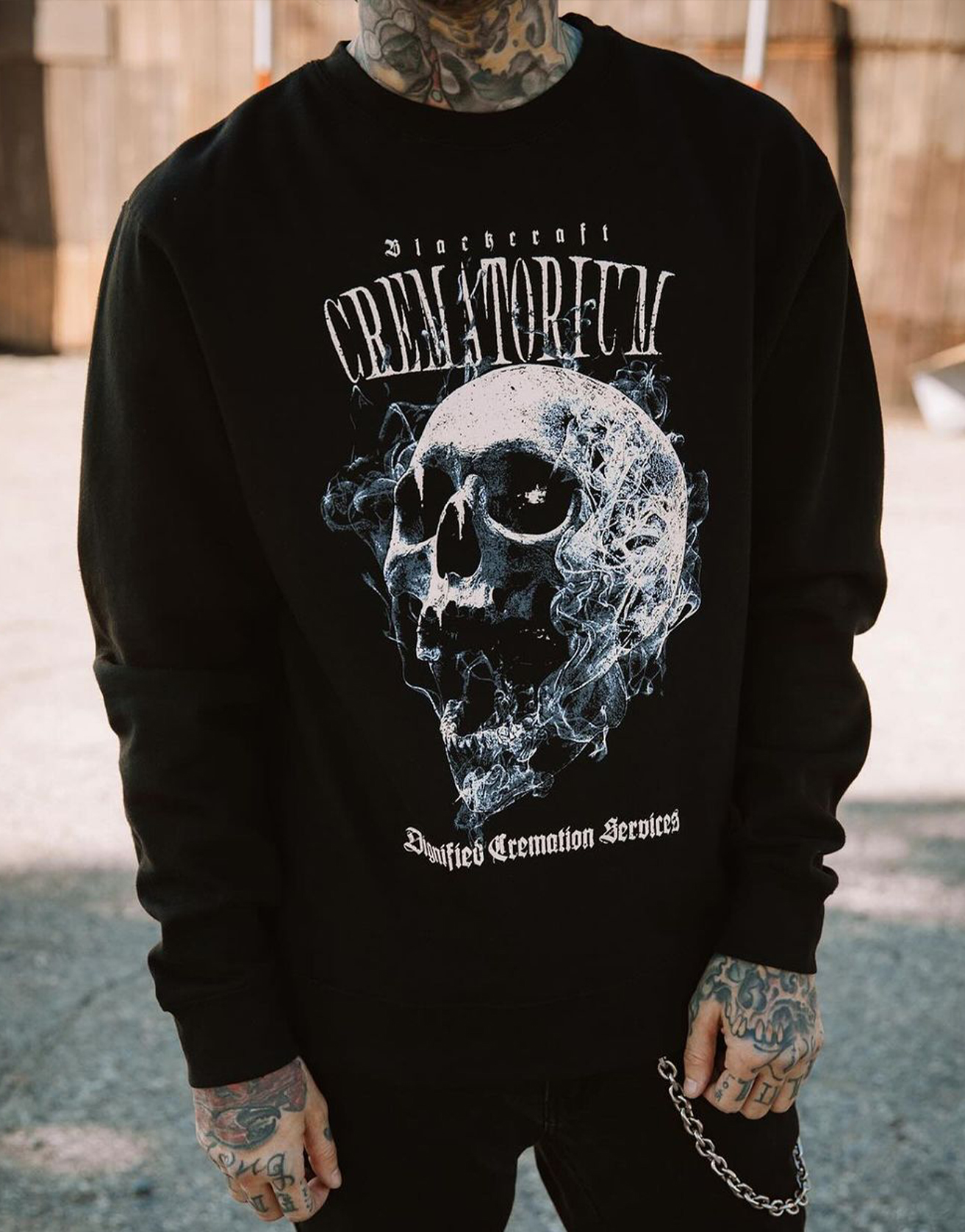 Smoke Skull Print Oversize Sweatshirt Techwear Shop