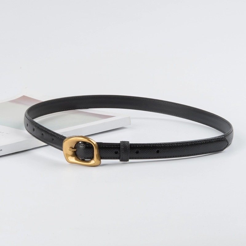 Minimalist Geometric Two-Layer Cowhide Alloy Women’s Leather Belts