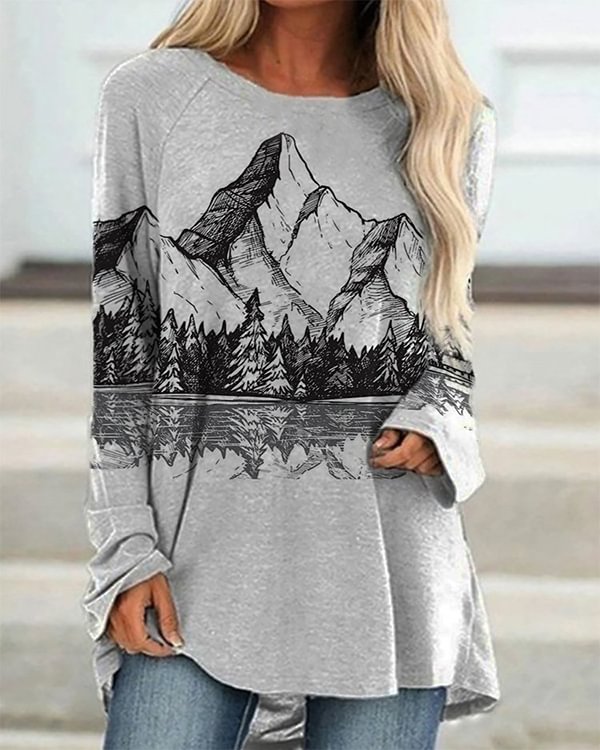 Mountains Lanscape Art A Line Top