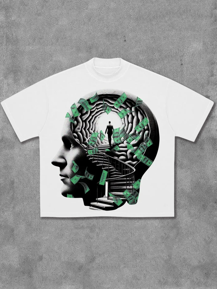Money On My Mind Print Short Sleeve T-shirt