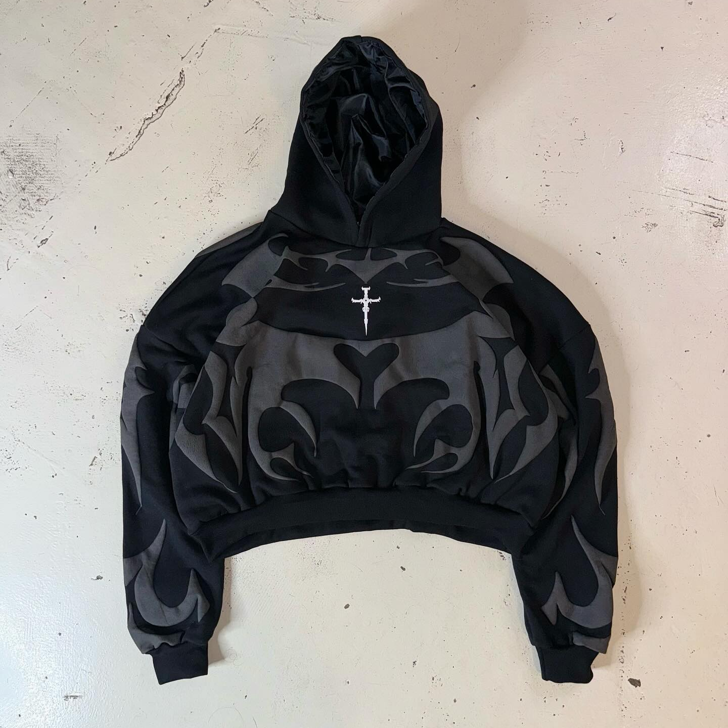 Streetwear Gothic Contrast Print Hoodie