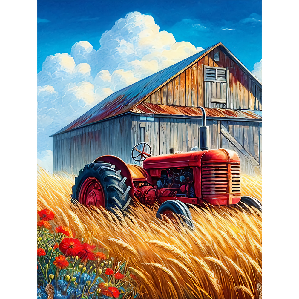 Flower Classic Cars 30*40cm(canvas) full round drill diamond painting
