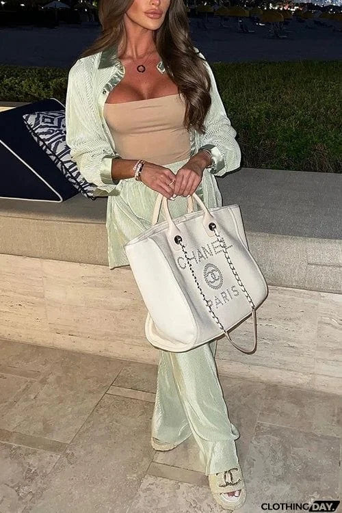 Pleated Oversized Shirt and Trouser Set