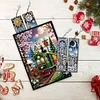 (US Local)Christmas Train A5 Size Diamond Painting Notebook Set with 4Pcs Bookmark Gift