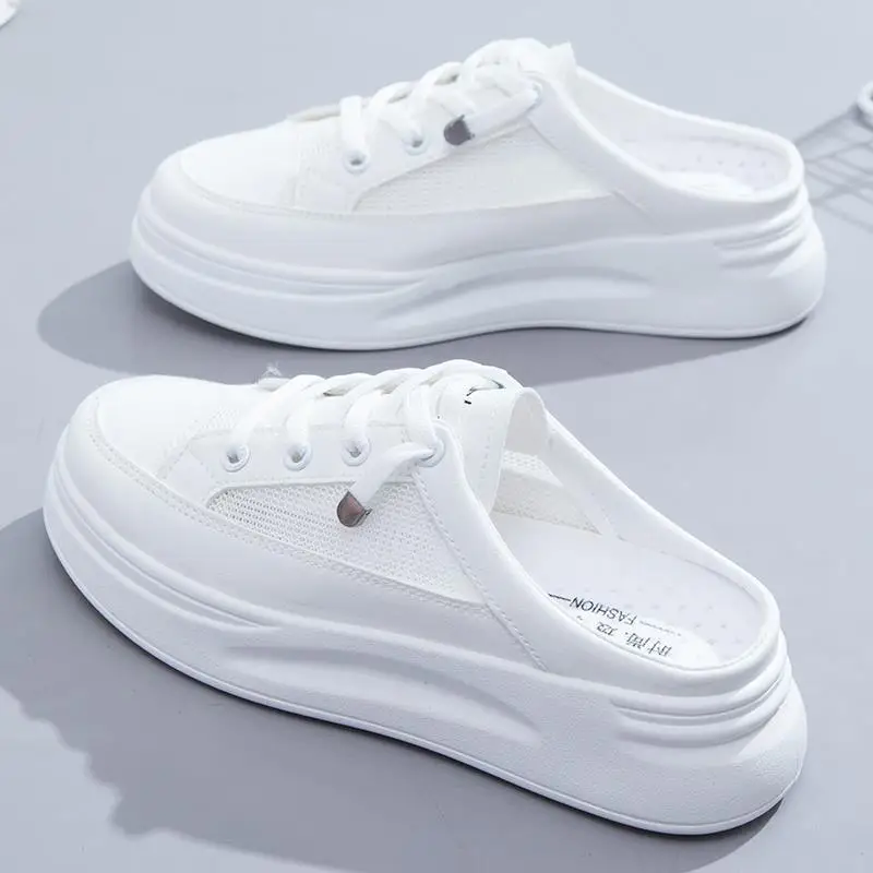 Loukisht Trendy Low-top Women's  Shoes Ins Style White Casual  Shoes Thick Sole 2025 New Spring Web Breathable Flat Summer  Shoes Shoes