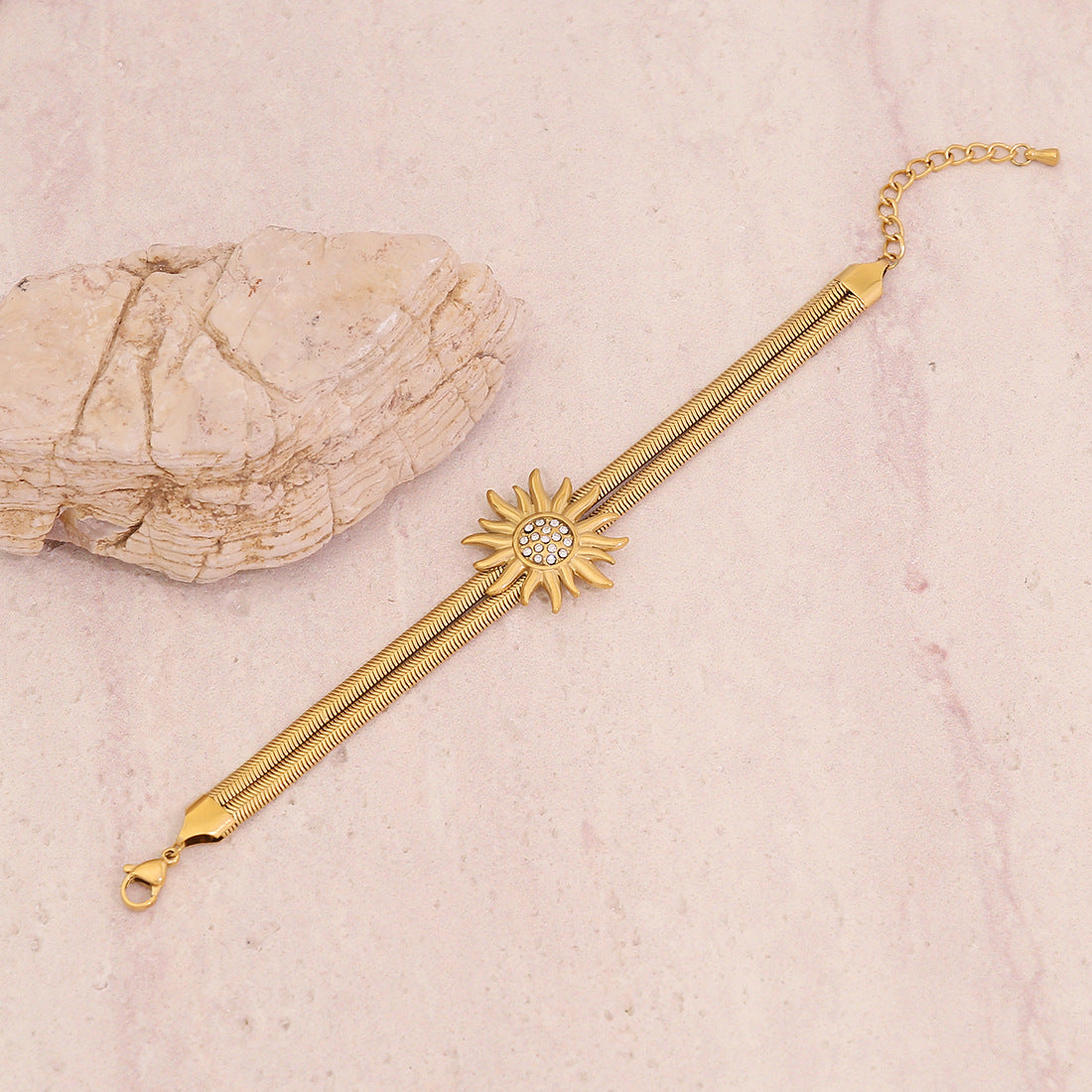 Fashion Flower Bracelet Personality Knot Design Double Layer Snake Bone Chain Titanium Steel Jewelry B621