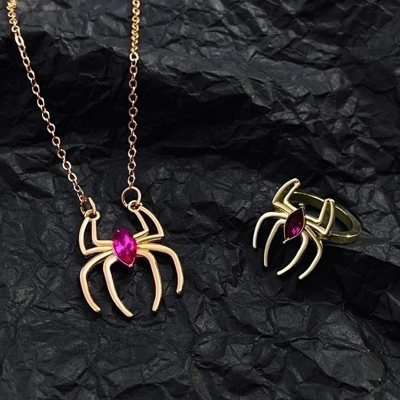 Funny Spider Alloy Plating 14k Gold Plated Silver Plated Halloween Women’s Jewelry Set