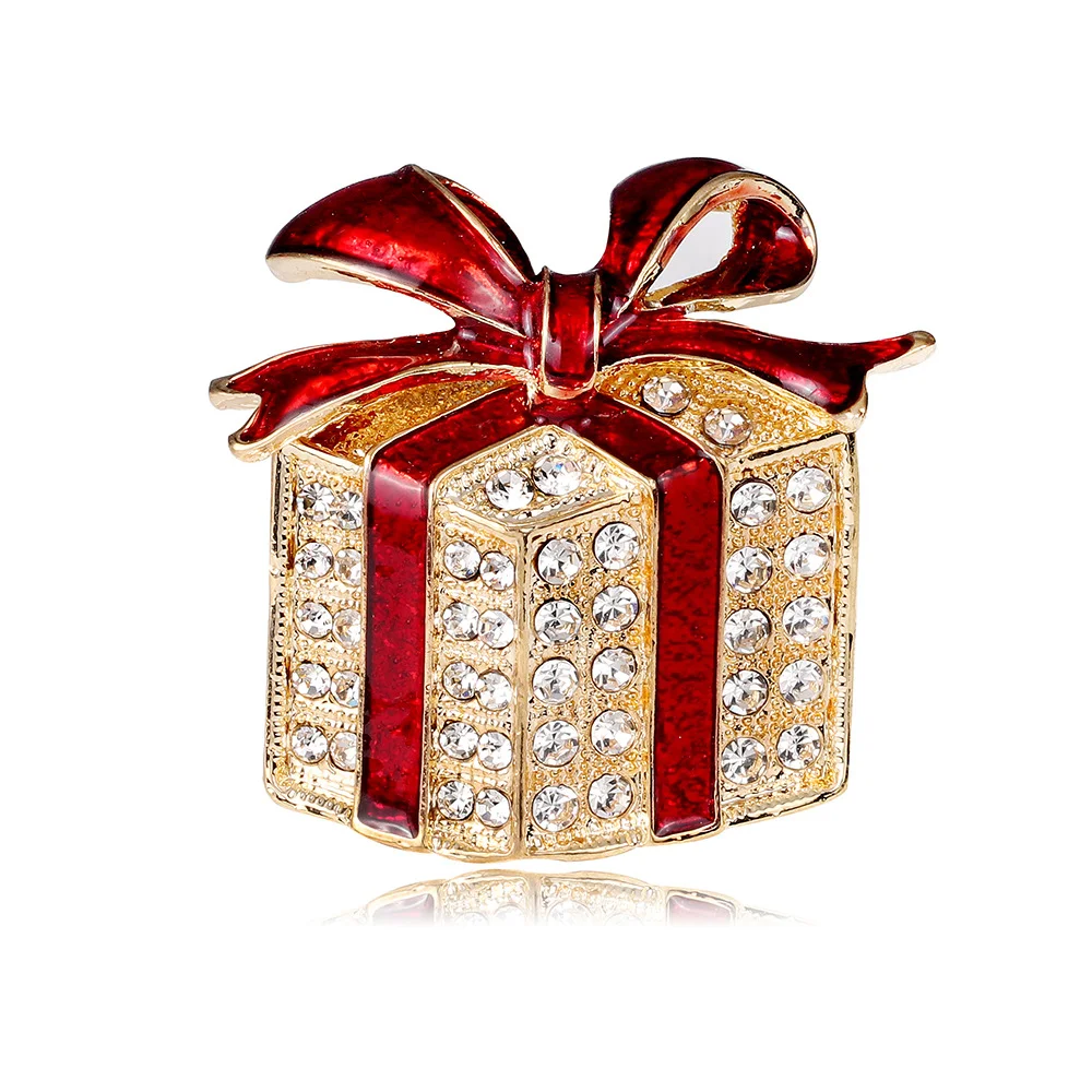 Christmas Series Brooch Diamond Drop Oil Bow Bag Accessories