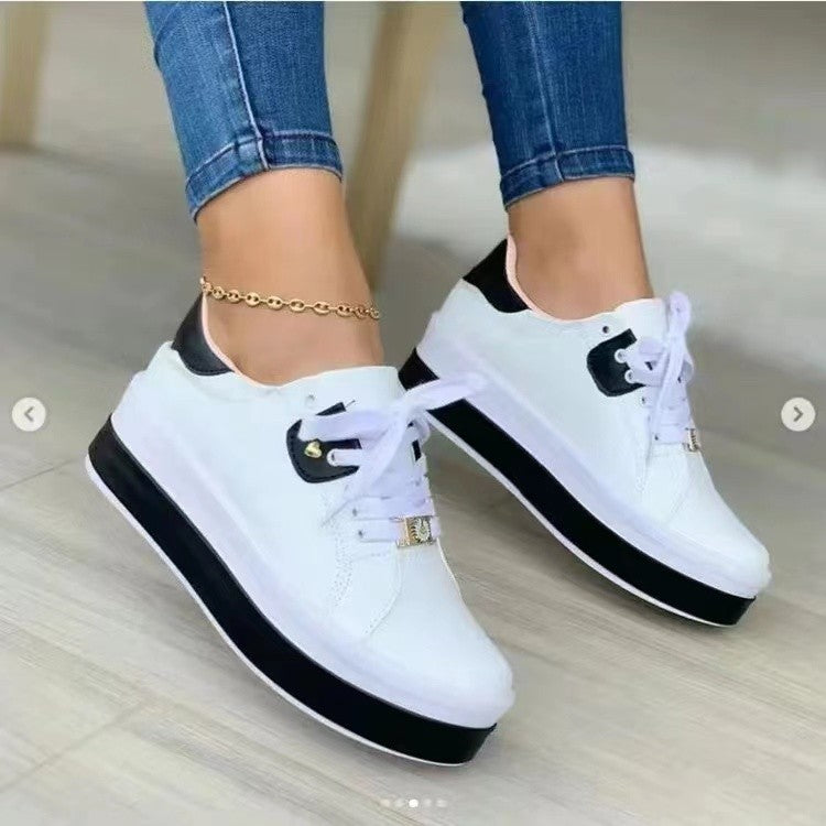 Casual Lace Up Tennis Round Toe Platform Sneakers for Women – wewsn.com
