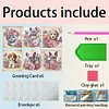 (US Local)6Pcs Cats Dogs DIY Diamond Painting Greeting Card Kit with Envelope for Friend