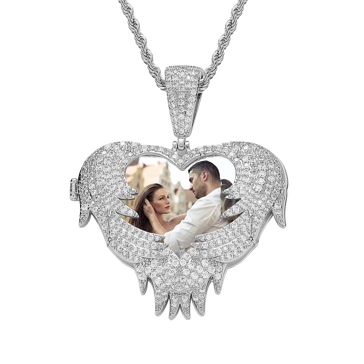 Flip Buckle Heart-Shaped Photo Pendant