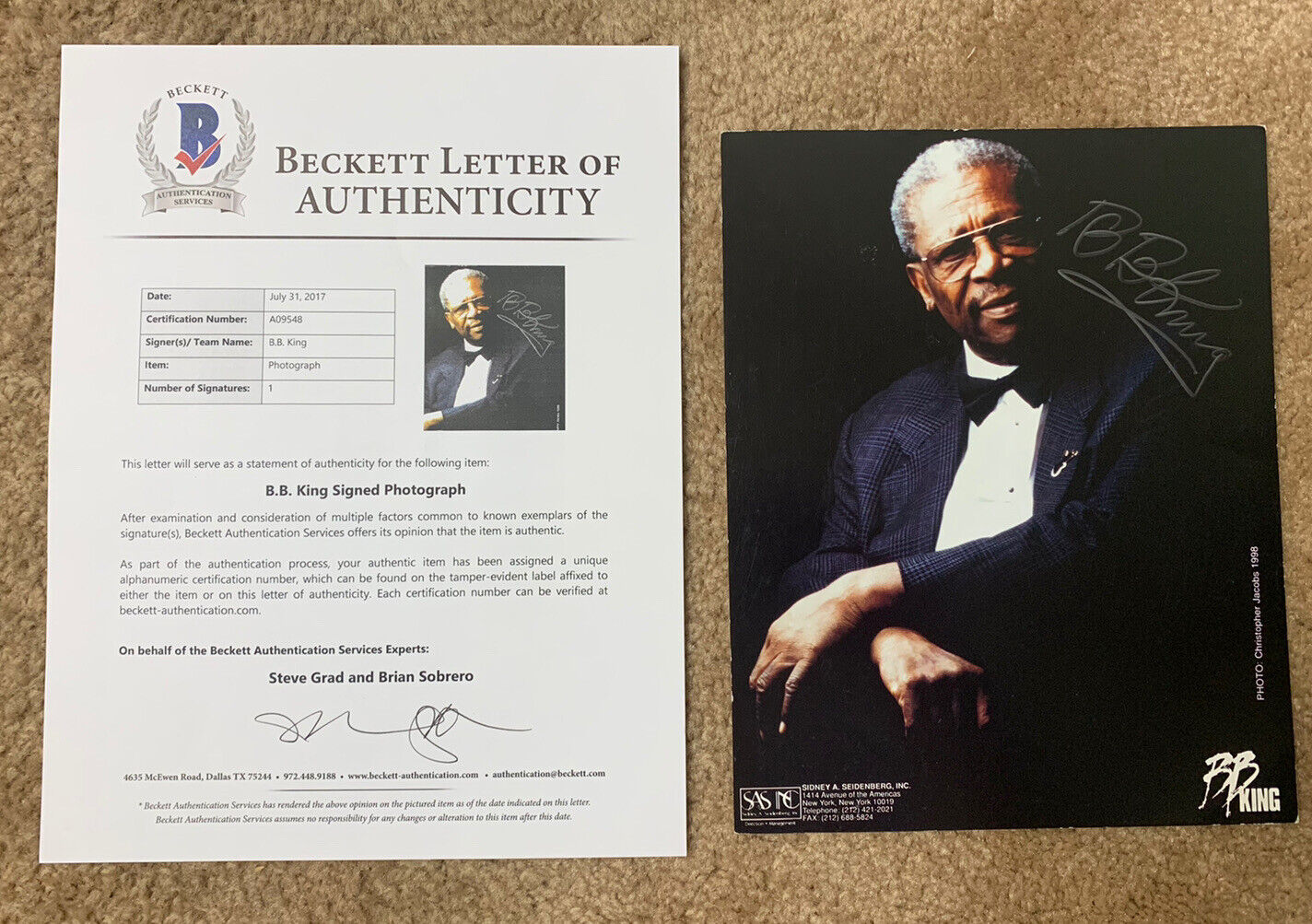 BB King Signed Autographed 8x10 Photo Poster painting PSA Certified #4 READ