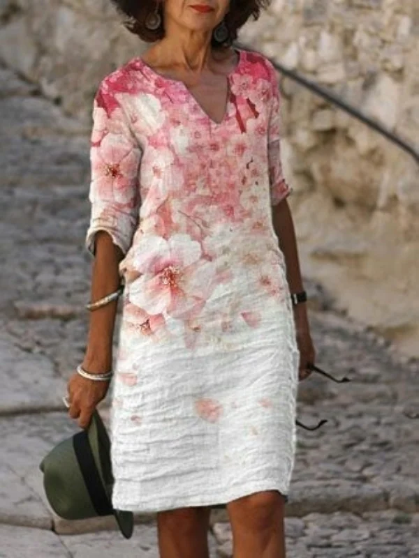 Women's  Print V-Neck Dress