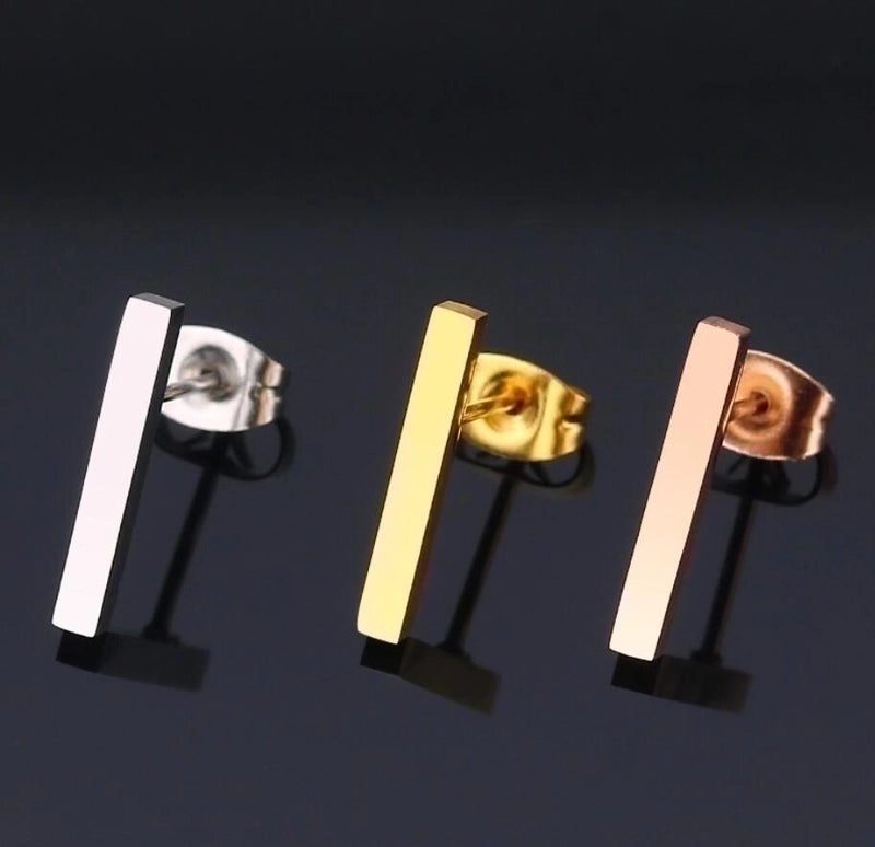 Minimalist Geometric 304 Stainless Steel No Inlaid 18K Gold Plated Ear Studs