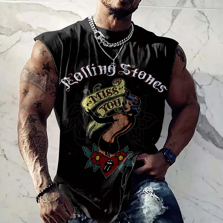 Comstylish Retro The Rolling Stones 2024 Hackney Diamond Tour Miss You Sleeveless 100% Cotton Tank Top