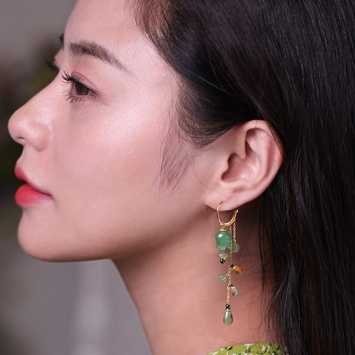 High Standard Huge Saving Vintage Chinese Style Jade Tassel Earrings - Classical Dangle Earrings Perfect for Qipao, Birthday, and Valentine's Day Gifts